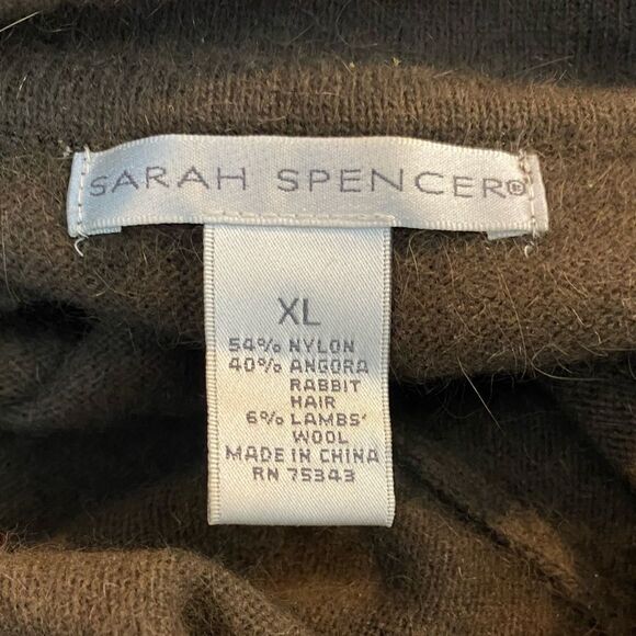 SARAH Spencer brown soft fuzzy wool and angora rabbit blend scoop neck sweater - Picture 2 of 4